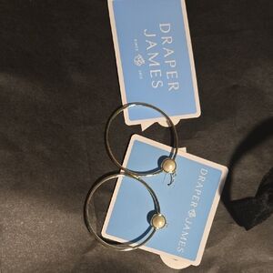 Draper James Gold Hoop Earrings with Pearl Detail